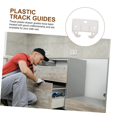 Installer using Plastic Drawer Slide Kit Heavy Duty Rails With Latches For Cabinets And Dressers 12 Piece Replacement Set