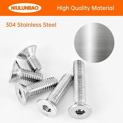Must Have M3 Flat Head Socket Cap Screws Set In 6mm, 8mm, 10mm, 12mm, And 16mm, Countersunk Bolts With Allen Drive, Bright Finish, Fully Threaded, 304 Stainless Steel Assorted Kit, 250 Pieces