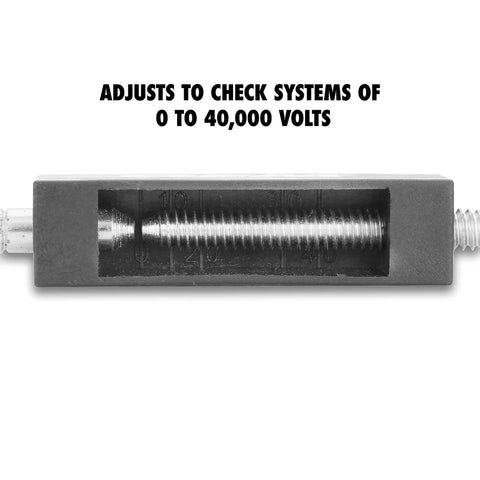 Close-up of Adjustable Ignition Spark Tester for Small and Large Engines Spark Plug Tester with voltage markings visible