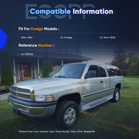 Silver Dodge Ram 1500 parked on grass, showcasing compatible information for front wheel hub bearing set for 1994-1999 4x4 without ABS.