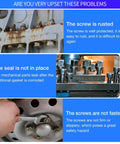 Image showing corroded screws, a leaking mechanical seal, and unsecured screws emphasizing problems solved with Purple Threadlocker High Strength Oil Resistant Anaerobic Adhesive For Screws And Bolts Locking Solution For Leakproof Fastening Thread Protection And Mechanical Systems In Industrial Automotive And Aviation Settings.