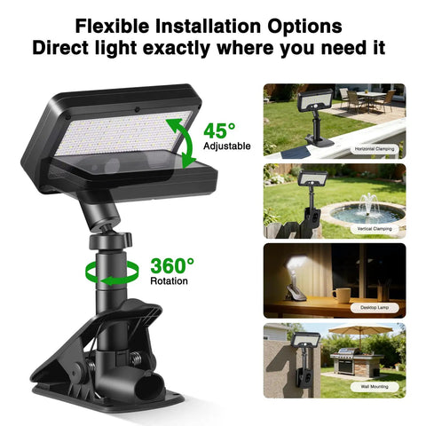 Flexible 360 adjustable Heavy Duty Solar Motion Lights Clip On For Fence Deck And Gutter 92 Led Security Spotlight.