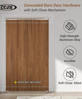 Trackless Concealed Sliding Barn Door Hardware With Dead Silent Soft Close Aluminum Hidden Track For Interior Wood Doors, 48 inch kit.