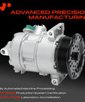 Replacement AC Compressor With Integrated Clutch Six Groove Pulley For Dodge Caliber Jeep Compass 2007 To 2009 side view showing details.