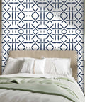 Snag This Top Tier Light Color Wallpaper Roll Boasting Thick Textured Vinyl Peel And Stick Design For Instant Room Glow Up And Chill Vibes Across Every Wall In Your Spot used behind a bed.