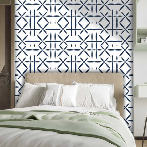Snag This Top Tier Light Color Wallpaper Roll Boasting Thick Textured Vinyl Peel And Stick Design For Instant Room Glow Up And Chill Vibes Across Every Wall In Your Spot used behind a bed.