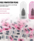 Rubber plugs in clear and pink capsules from 60 Piece Tire Plug Kit With Pliers And Screwdrivers For Emergency Puncture Repair