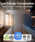 Plug And Play Commercial Refrigerator Freezer Combo 72 Inch Upright Fridge And Freezer With Smart WiFi App Control stainless steel with NSF-7 certification.