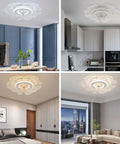 Ceiling Fan with Light 18.5 Inch Low Profile Modern Acrylic for Bedroom, floral design in living room, bright lighting.
