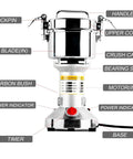 Diagram of Turbo High Speed 700g Electric Grain Mill Grinder Powder Machine 2500W 36000RPM components with labels.