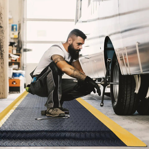 Extra Thick 3 By 7 Ft Anti Fatigue Floor Mat For Standing Tasks In The Shop Or Garage Ergonomic Comfort in a workshop setting