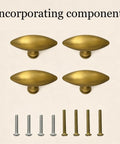 Top Shelf Brushed Brass Oval Cabinet Knobs And Zinc Alloy Single Hole Drawer Pulls Featuring Warm Olive Tones Four Pack with screws