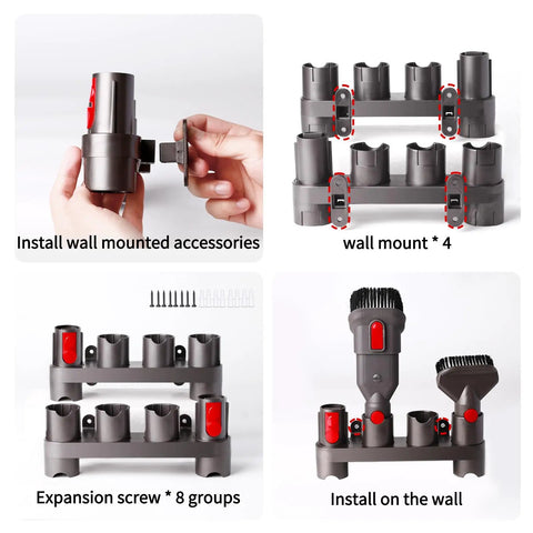 Accessory Holders For Dyson Vacuum Cleaners Wall Mount Docking Station Organizer With Ten Storage Adapters Two Pack