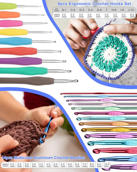 Beginner Crochet Kit For Adults And Teens With 23 Crochet Tools And 655 Yards Of Yarn Includes Ergonomic Hooks Aluminum Needles