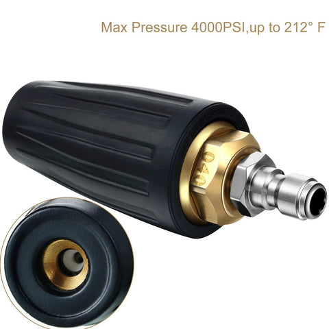 Pressure washer rotating turbo nozzle, Mudder, black handle with brass connector and metal tip