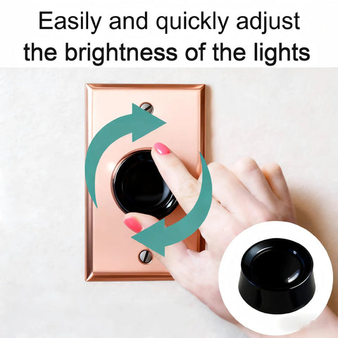 Close-up of hand using 2 Pack Black Rotary Dimmer Knob Replacement For Rotary Dimmer Switch And Fan Control on wall plate