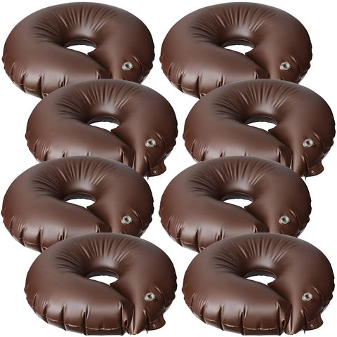 8 Pack 15 Gallon Tree Watering Bags With Slow Release Rings in brown, arranged in two rows