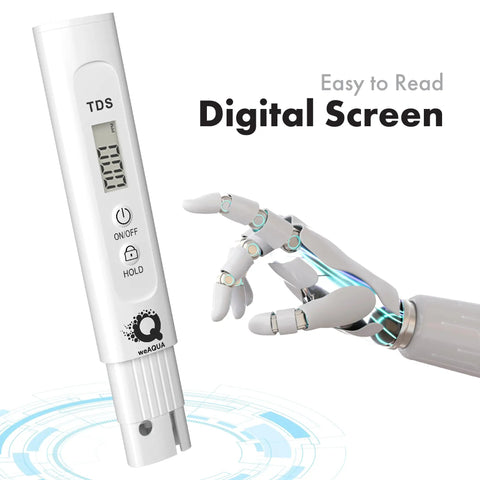 Self Calibrating TDS Water Tester With AI Precision For Quick, Super Accurate Readings Of Drinking Water And Hydroponics, Easy Digital TDS And PPM Checks, Reliable Water Quality Meter For Everyday Use white handheld digital tester with LCD
