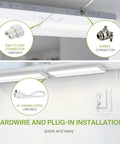 9 Inch Dimmable Under Cabinet Lights Kit With Plug In Or Hardwired Install Three Color Temps 2700K To 4000K installation diagram