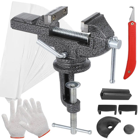 Golf Grip Vise Clamp Kit With 360 Degree Rotating Shaft Puller Pro Grade All In One Regripping Set With Double Sided Tapes