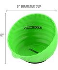 Six Inch Magnetic Nut Cup Bowl Holds Nuts, Bolts And Small Parts On Any Ferrous Metal Surface, Green Coated Magnet Secures To Walls Or Tools