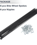 Universal Bike Spoke Set 13G 273mm Black Steel For Wheel Repair Includes 36 Spokes And 36 Nipples shown in package