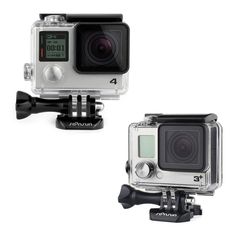 Beast Mode Waterproof Dive Case For GoPro Hero 3 3 Plus And 4 Black Silver Up To 40 Meters Underwater Housing front view