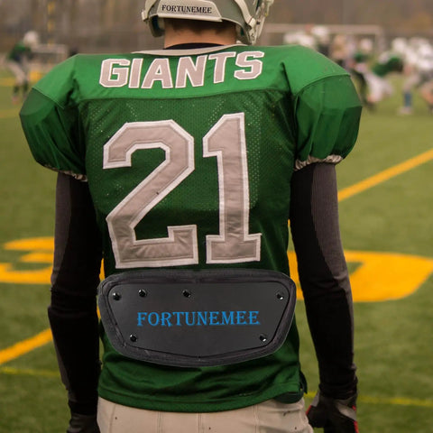Football player wearing back plate with screws and chicago screws, on-field action. Football Back Plate Hardware Kit With Screws Nuts Washers Gaskets Chicago Screws For Adult And Youth Size Durable Carbon Steel Black Coated Fastener Set 12 Sets Easy To Install Pro Grade.
