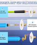RV City Water Inlet with Check Valve; 3/4 GHT garden hose to 1/2 NPT brass inlet, front view infographic