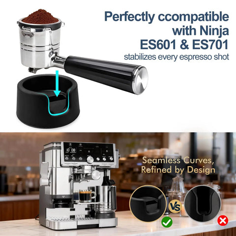 Portafilter Holder With Tamper Base For Luxe Cafe Pro ES601 ES701 Espresso Machines, stable anti wobble silicone mount