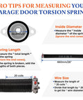 Guide on measuring Heavy Duty Pair of 2 Inch Garage Door Torsion Springs for Standard 7 to 8 Foot Doors with 0.218 Inch Wire.