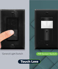 Comparison of general light switch and Motion Sensor Light Switch With PIR and Ambient Light Detection, TDOS5 JM Black