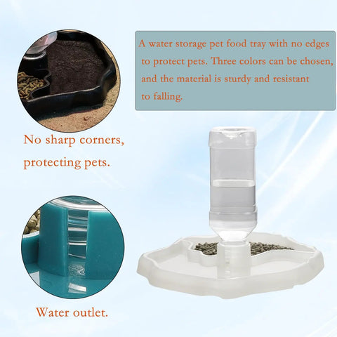Two In One Reptile Water Bowl And Food Dish With Auto Fill Bottle, BPA free, sturdy, no sharp corners, water outlet, 300 ml.