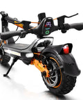 Rear view of Dual Motor 1600W Electric Scooter For Adults with off road self sealing tires and dual suspension.