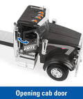 Peterbilt 1 By 16 Scale Semi Truck With Livestock Trailer And Four Cows showing opening cab door, right side view