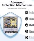Heavy Duty 36 Watt 24 Volt 1.5 Amp Single Output Ac Dc Switching Power Supply showing advanced protection mechanisms.