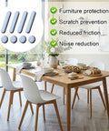 No Sweat Heavy Duty Self Adhesive Furniture Sliders For Carpet And Hardwood Floors Includes Round And Rectangular Chair Glides in blue gray on wooden table.