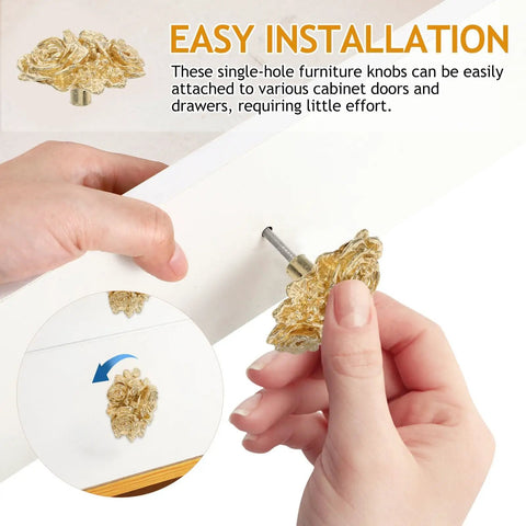 Installing Brass Peony Flower Drawer Pulls Set Gold Tone Cabinet Knobs For Kitchen Bathroom Dresser Furniture Vintage Style
