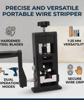 Kick The Boring Manual Jobs To The Curb With This Badass Hand Crank Wire Stripper Machine! Featuring Hardened Blades That Crush Any Job, It Works Perfectly With Electric Drills For Total Power. Portable Mini Design Makes Stripping Flexible And Single. Portable wire stripper with dual operation modes, hardened steel blades, 1-25mm strip range.