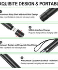 Design features of Beast Bright Long Range Green Beam Flashlight USB Rechargeable Tactical Light With Star Cap Adjustable Focus