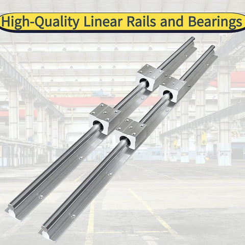 2 Pack 500mm SBR20 Linear Rail Kit With Four SBR20UU Bearing Blocks Locking Handle And M6 Screws For Smooth Precise Fully Supported CNC Motion Guide Rails, 500mm rails with blocks