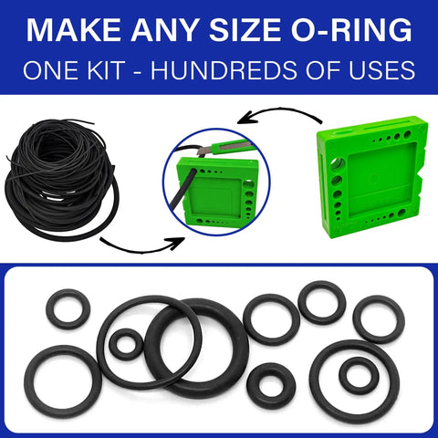 O Ring Splicing Kit 70A Durometer Pro Grade Heavy Duty Cord Service Tool Set With Rubber Strips For O Ring And Rubber Seal Repair SAE And Metric Sizes 1.5 To 6.99 Millimeters Buna Nitrile