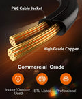 High grade copper wires in PVC cable jacket of 48 Ft Outdoor String Lights 2x24Ft With 20 Edison Vintage Bulbs And 16 Hanging Sockets