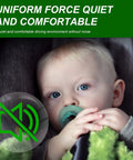 Baby sitting with pacifier in a car seat, promoting quiet ride benefits of All Weather Three Blade Windshield Wiper Set For NX 2015 To 2021.