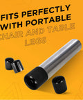 5/8 Inch Flexible Plastic Hole Caps For Round Tubing 5/8 OD Black End Caps on metal tube, snug fit demonstration