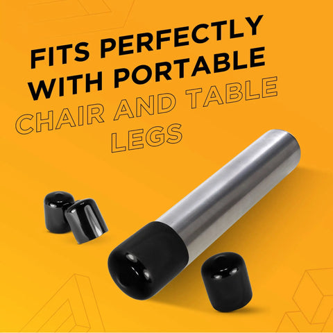 5/8 Inch Flexible Plastic Hole Caps For Round Tubing 5/8 OD Black End Caps on metal tube, snug fit demonstration