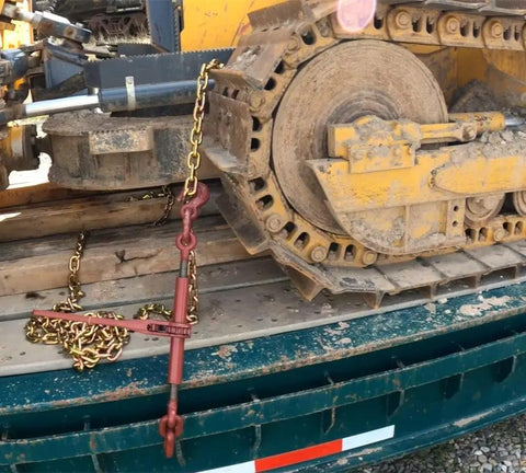 4 Pack Heavy Duty Ratchet Lever Load Binder With Grab Hooks For Three Eighths To One Half Inch Chain 9200 Lbs Working Load Limit 27600 Lbs Break Strength Forged Steel Construction Easy Take Up And Secure Tie Downs For Flatbed Trailers securing machinery