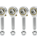 Four Pack POSB5 Male Rod End Bearings, 5/16 Bore, 5/16-24 Right Hand Thread, Self Lubricating Joint For Hydraulic Cylinders And Automation Equipment, Heavy Duty Steel With Zinc Plated Finish For Tough, Long-Lasting Performance. four rod end bearings with nuts