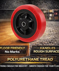 Beefy 6 Inch By 2 Inch Polyurethane Caster Wheel Set Of Four With Roller Bearing 1/2 Inch Bore Industrial Rated Heavy Duty