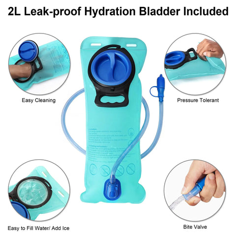 2L leak-proof hydration bladder for Lightweight Hydration Backpack With 2L Water Bladder, Breathable Mesh Straps, 10L Hydration Pack